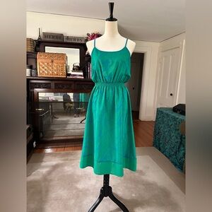 Ann Taylor Loft Silk Spaghetti Strap Blue & Green Dress, Size S